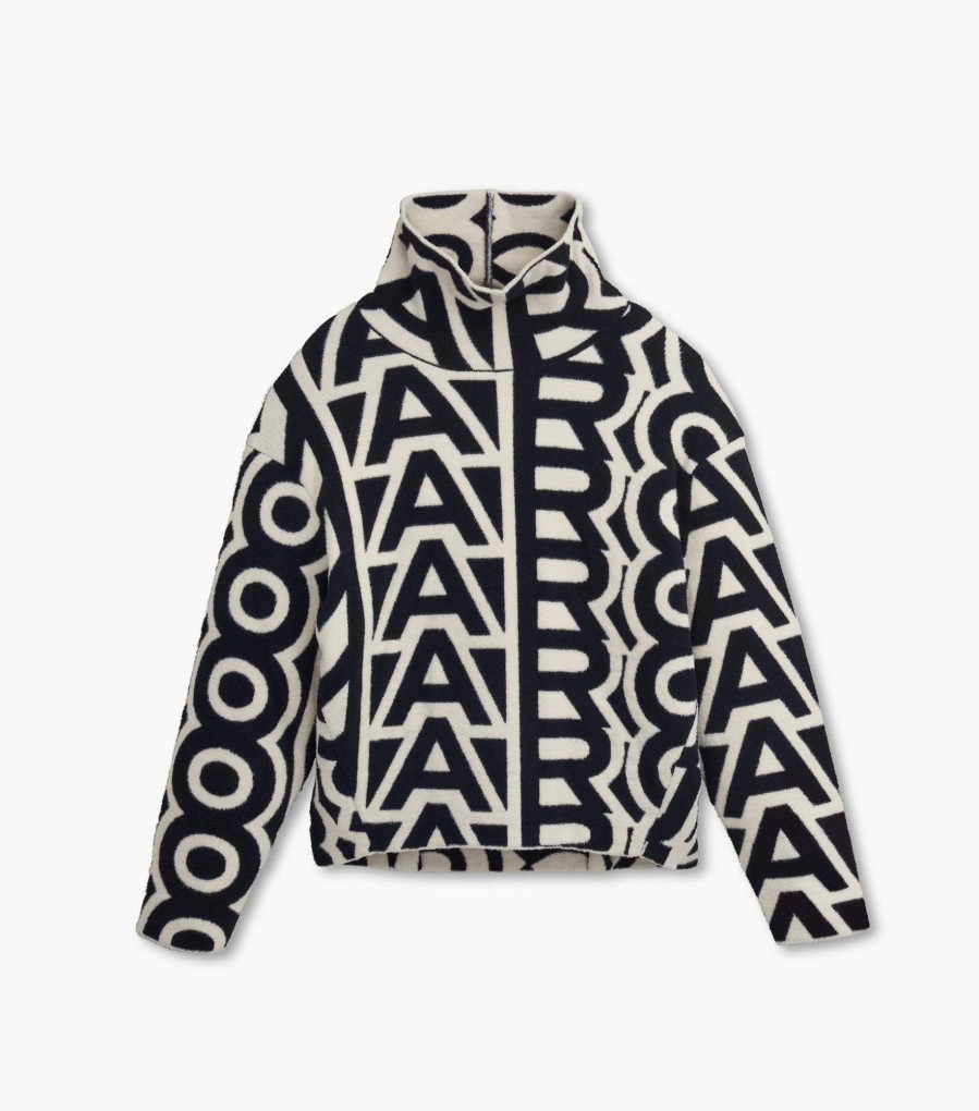 Ready To Wear Marc Jacobs | The Flock Monogram Funnel Sweater Black/Ivory