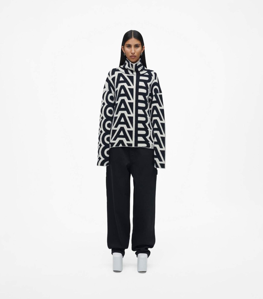 Ready To Wear Marc Jacobs | The Flock Monogram Funnel Sweater Black/Ivory