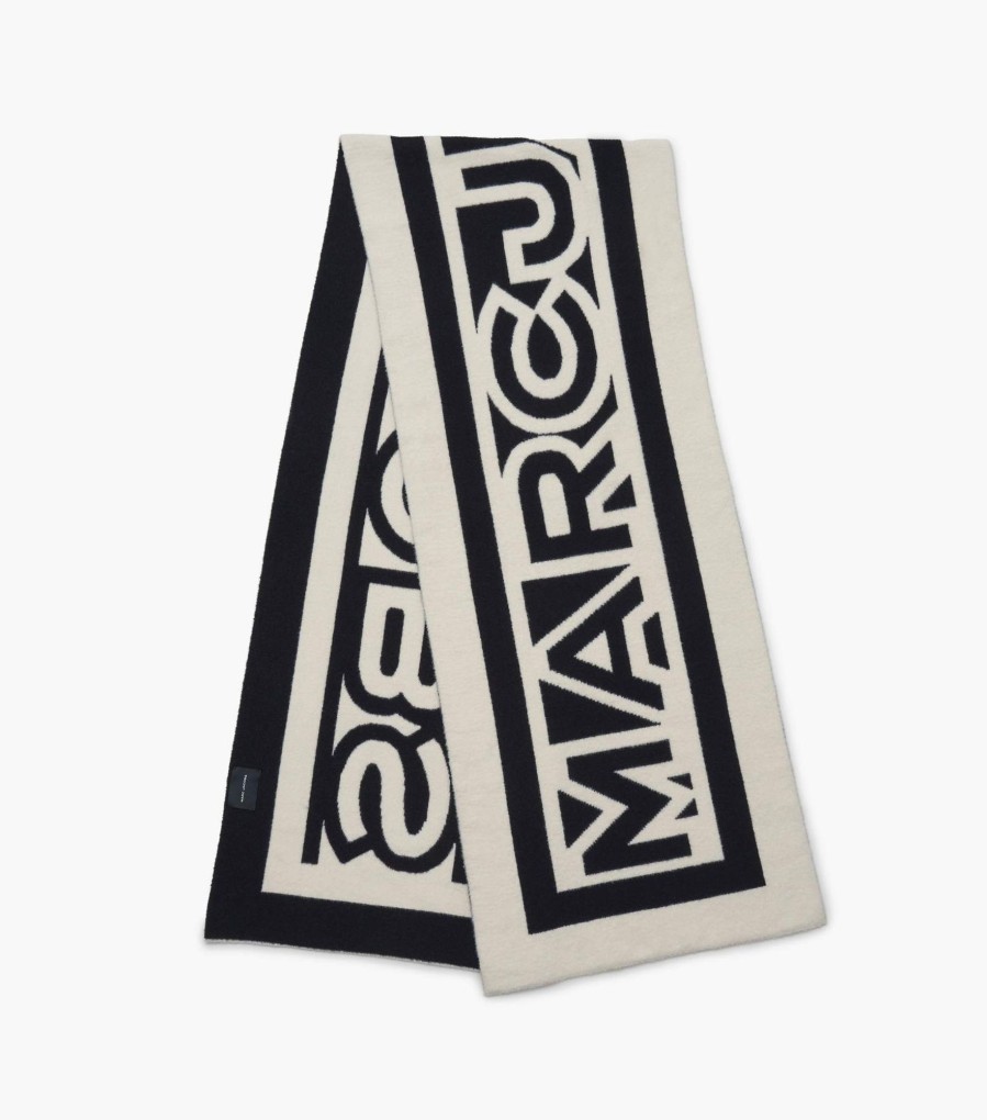 Accessories Marc Jacobs | The Flock Logo Stripe Scarf Ivory/Black