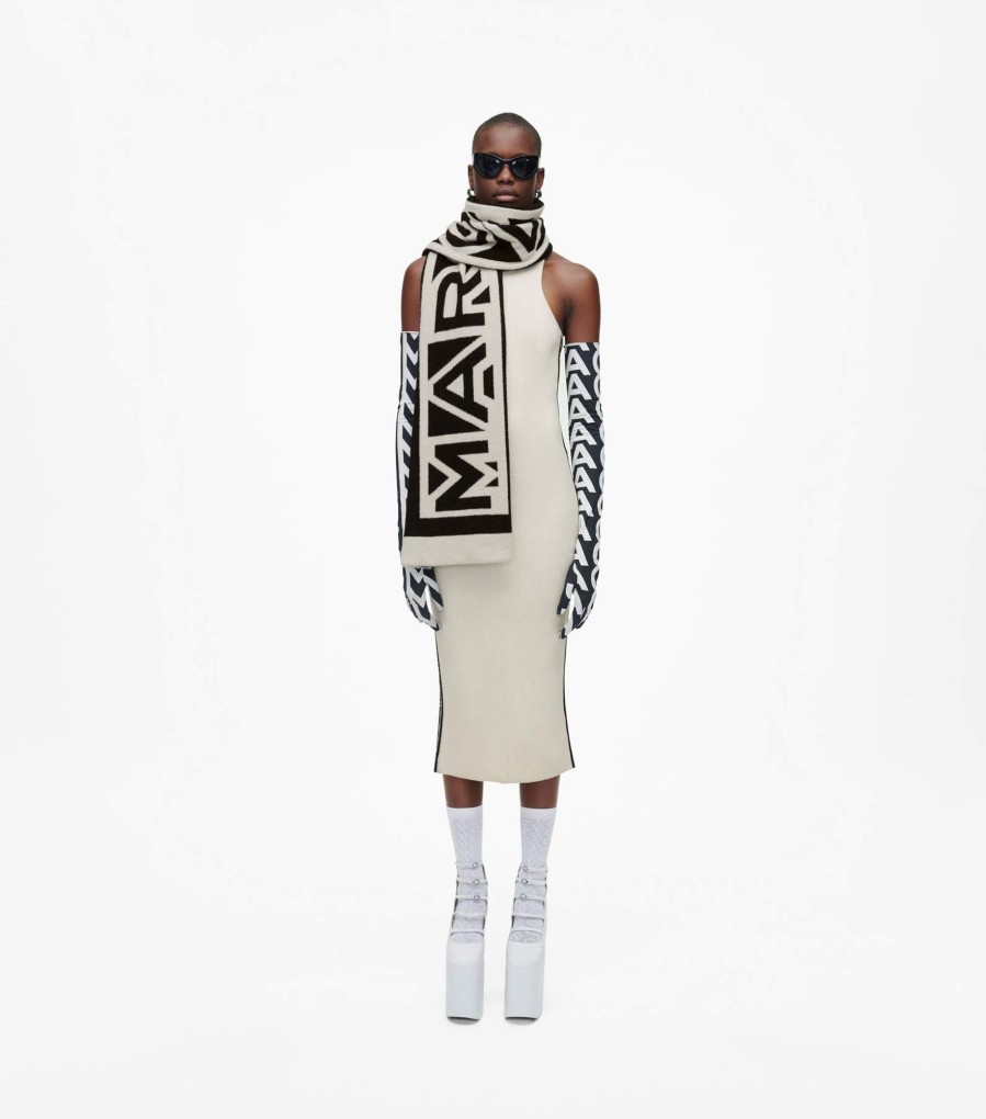 Accessories Marc Jacobs | The Flock Logo Stripe Scarf Ivory/Black