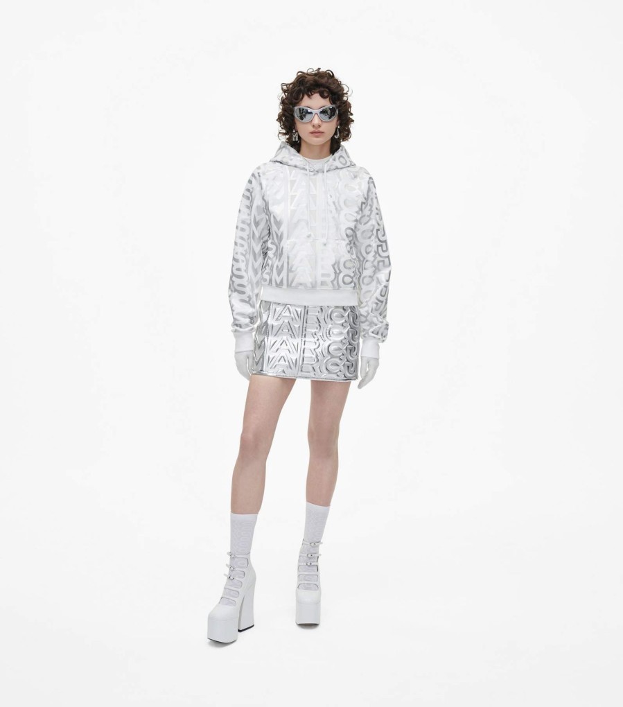 Ready To Wear Marc Jacobs | The Monogram Crop Hoodie Silver/Bright White