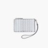 Wallets Marc Jacobs | The Monogram Metallic Top Zip Wristlet Wallet Silver/Bright White