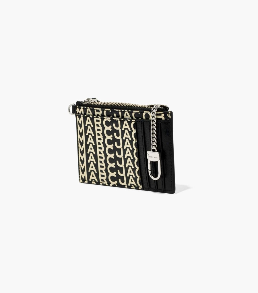 Wallets Marc Jacobs | The Monogram Leather Top Zip Wristlet Black/White