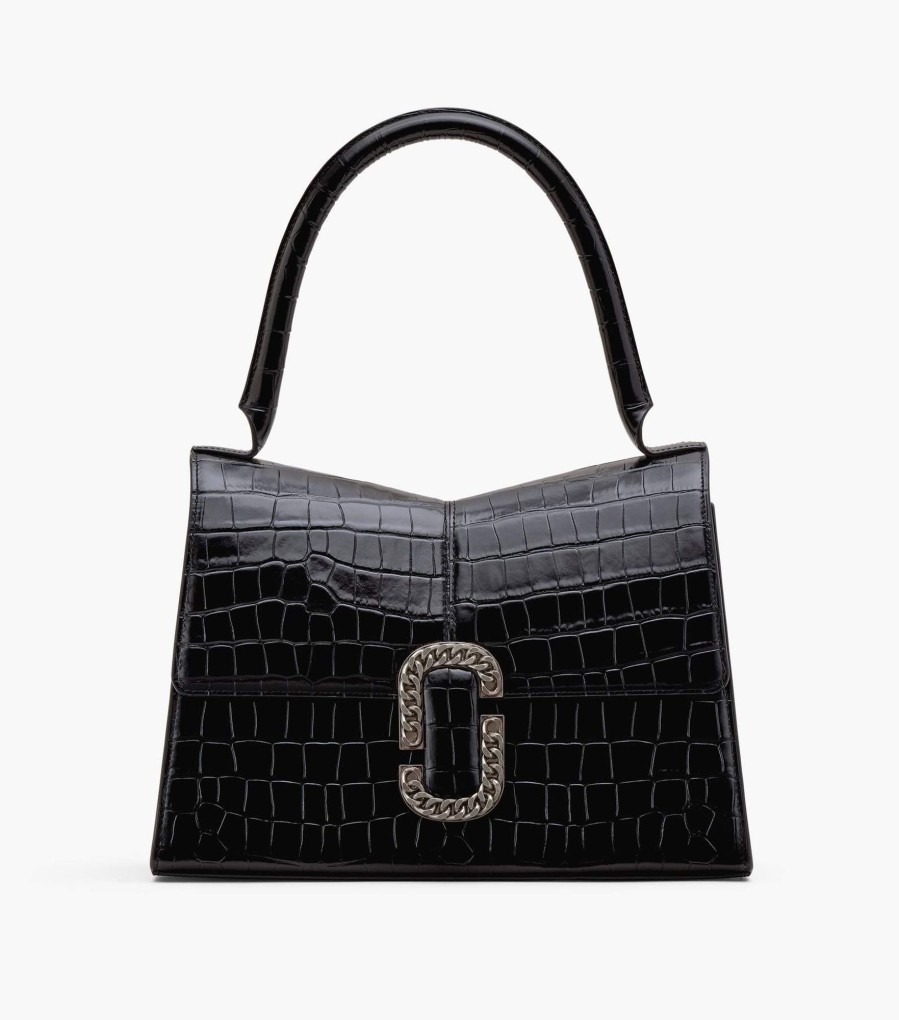 Bags Marc Jacobs | The Croc-Embossed St. Marc Large Top Handle Black