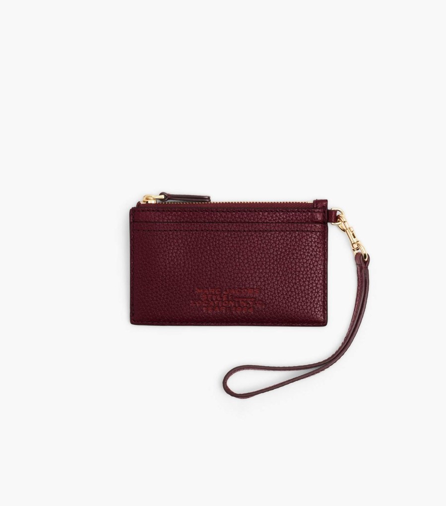 Wallets Marc Jacobs | The Leather Top Zip Wristlet Cherry