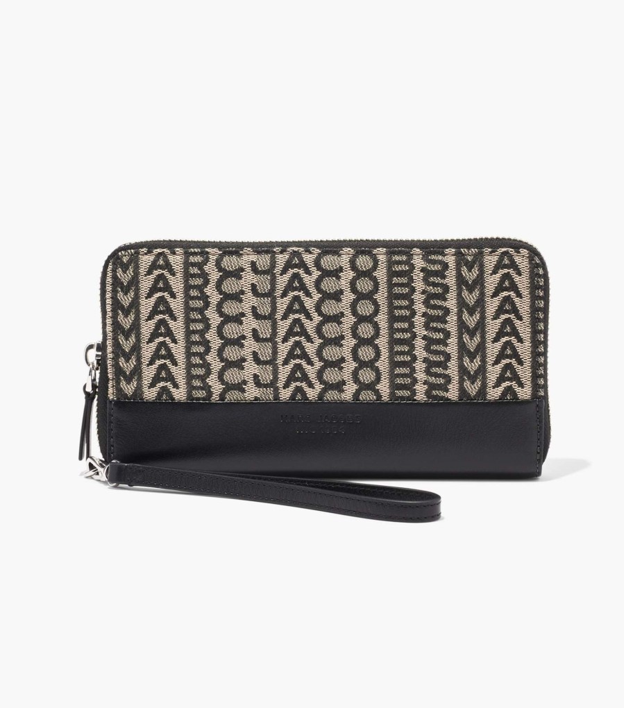 Wallets Marc Jacobs | The Monogram Jacquard Continental Wristlet Wallet Beige Multi