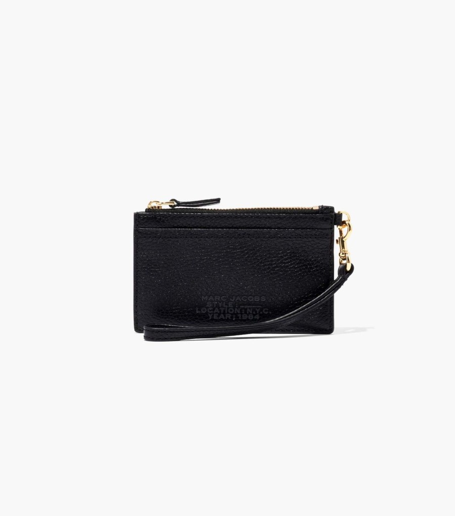 Wallets Marc Jacobs | The Leather Top Zip Wristlet Black