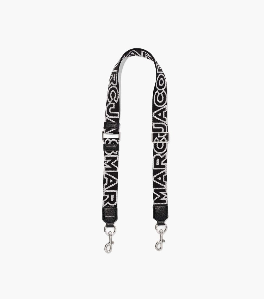 Accessories Marc Jacobs | The Thin Outline Logo Webbing Strap Black/Silver