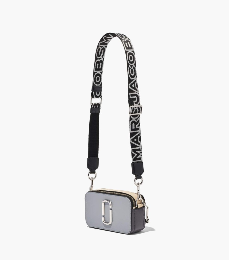 Accessories Marc Jacobs | The Thin Outline Logo Webbing Strap Black/Silver