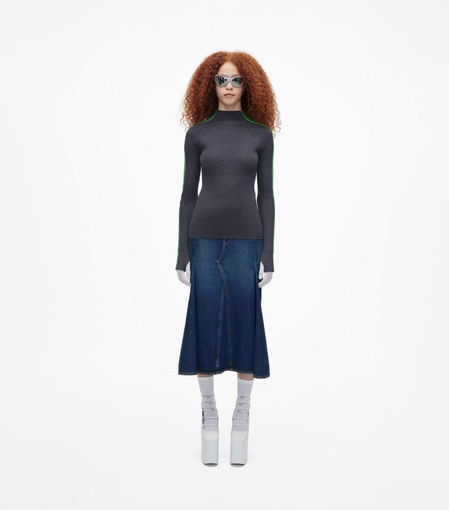 Ready To Wear Marc Jacobs | The Raglan Logo Mockneck Gunmetal/Apple