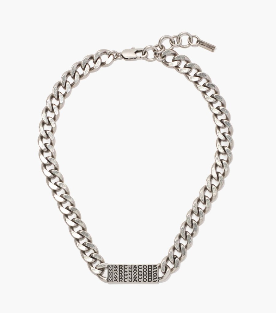 Jewelry Marc Jacobs | The Barcode Monogram Id Chain Necklace Aged Silver