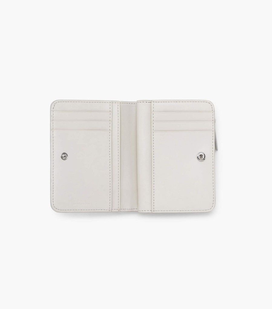 Wallets Marc Jacobs | The Monogram Metallic Mini Compact Wallet Silver/Bright White