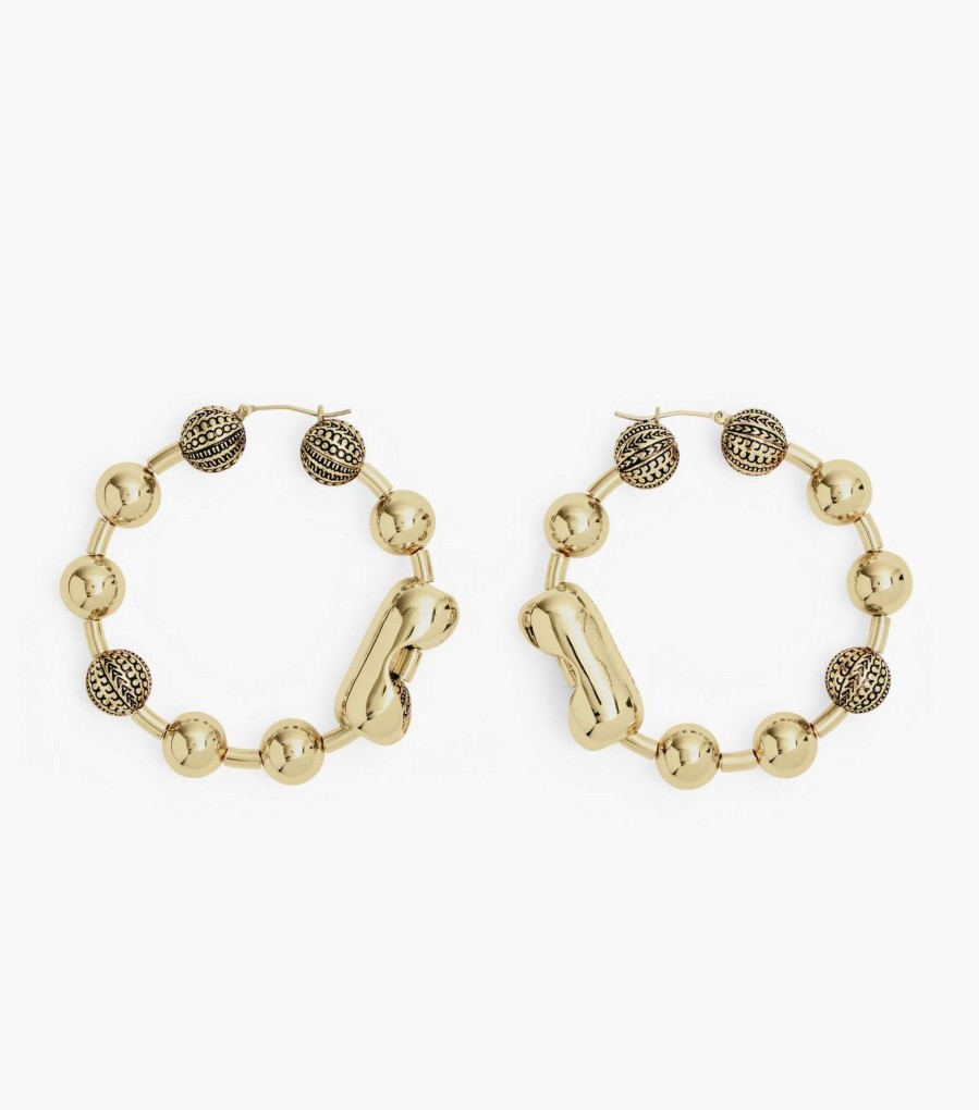 Jewelry Marc Jacobs | The Monogram Ball Chain Hoop Light Antique Gold