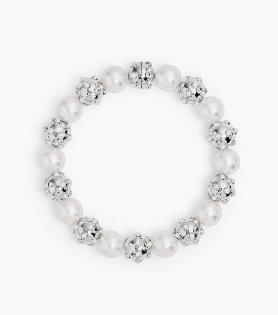 Jewelry Marc Jacobs | The Pearl Dot Statement Necklace White/Silver