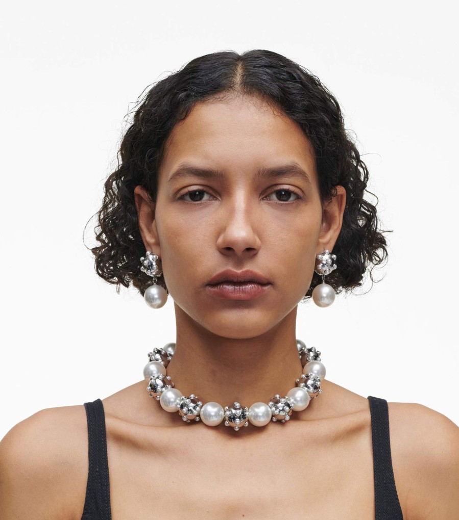 Jewelry Marc Jacobs | The Pearl Dot Statement Necklace White/Silver