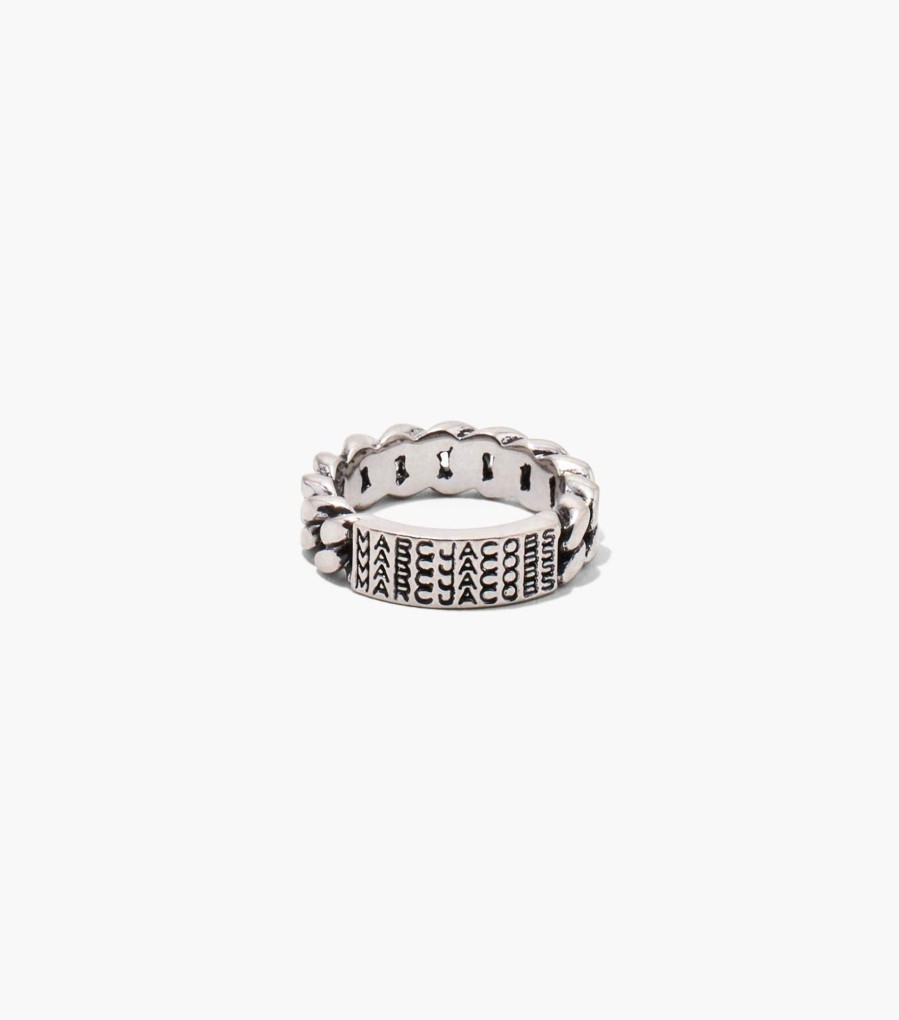 Jewelry Marc Jacobs | The Barcode Monogram Id Chain Ring Aged Silver