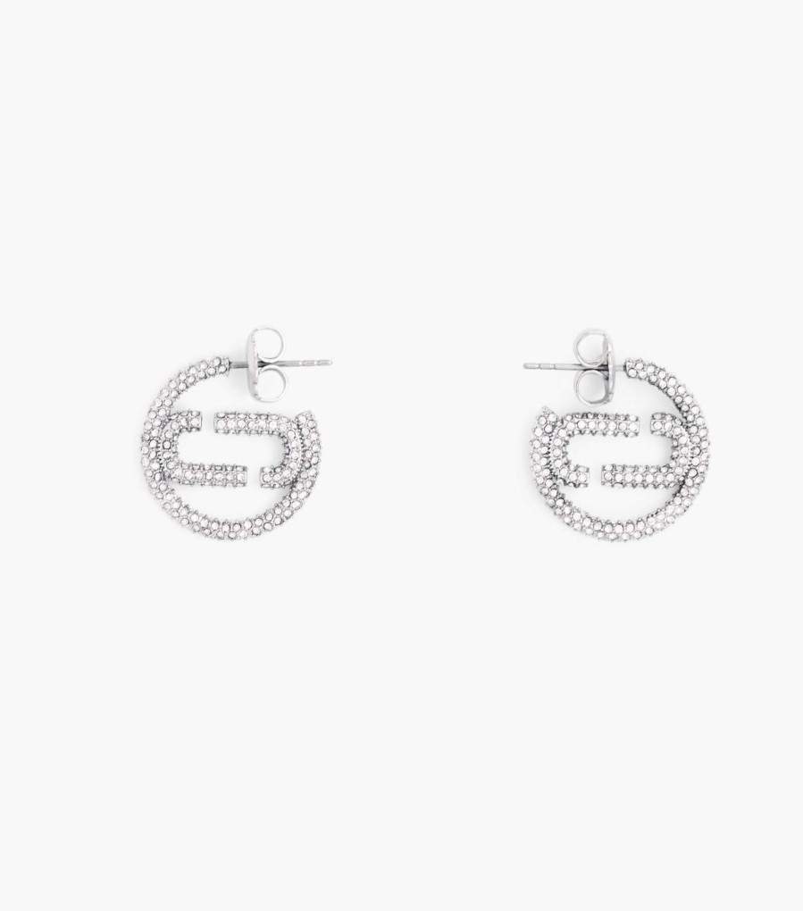 Jewelry Marc Jacobs | The J Marc Small Pave Hoops Silver/Crystal