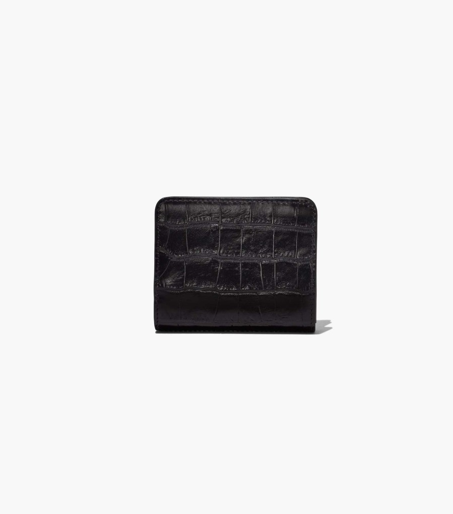 Wallets Marc Jacobs | The Croc-Embossed Mini Compact Wallet Black