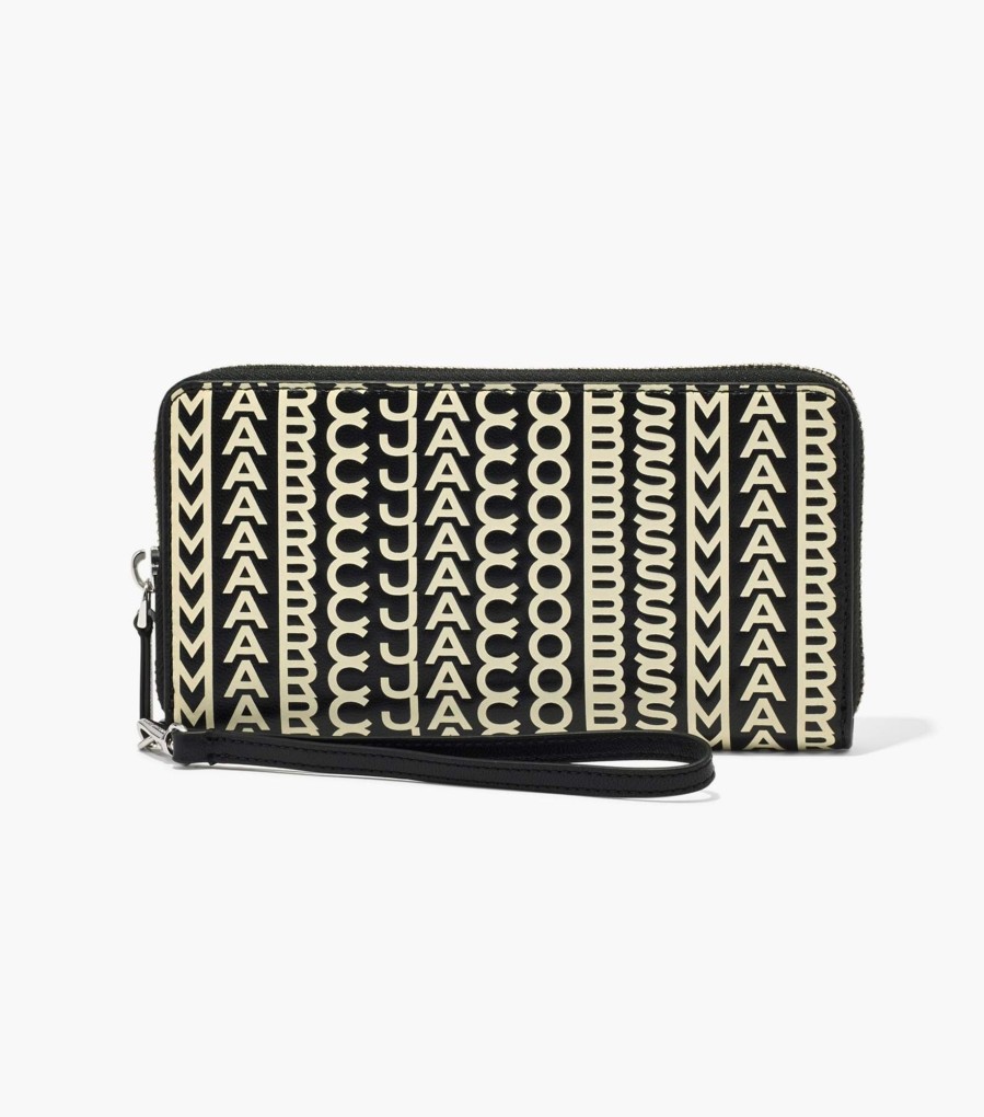 Wallets Marc Jacobs | The Monogram Leather Continental Wristlet Wallet Black/White