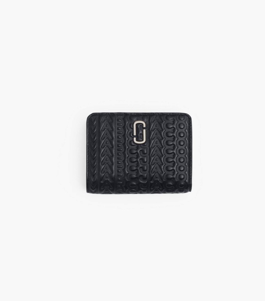 Wallets Marc Jacobs | The Monogram Debossed J Marc Mini Compact Wallet Black