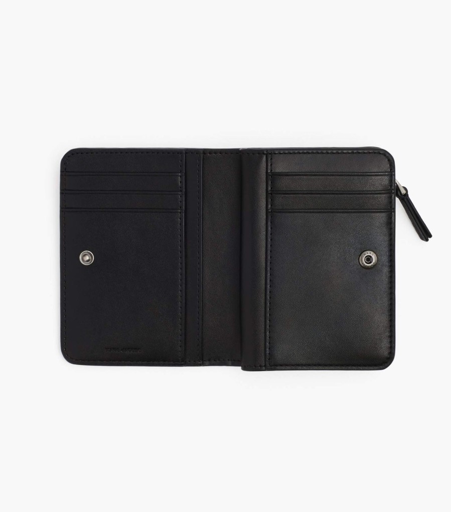 Wallets Marc Jacobs | The Monogram Debossed J Marc Mini Compact Wallet Black