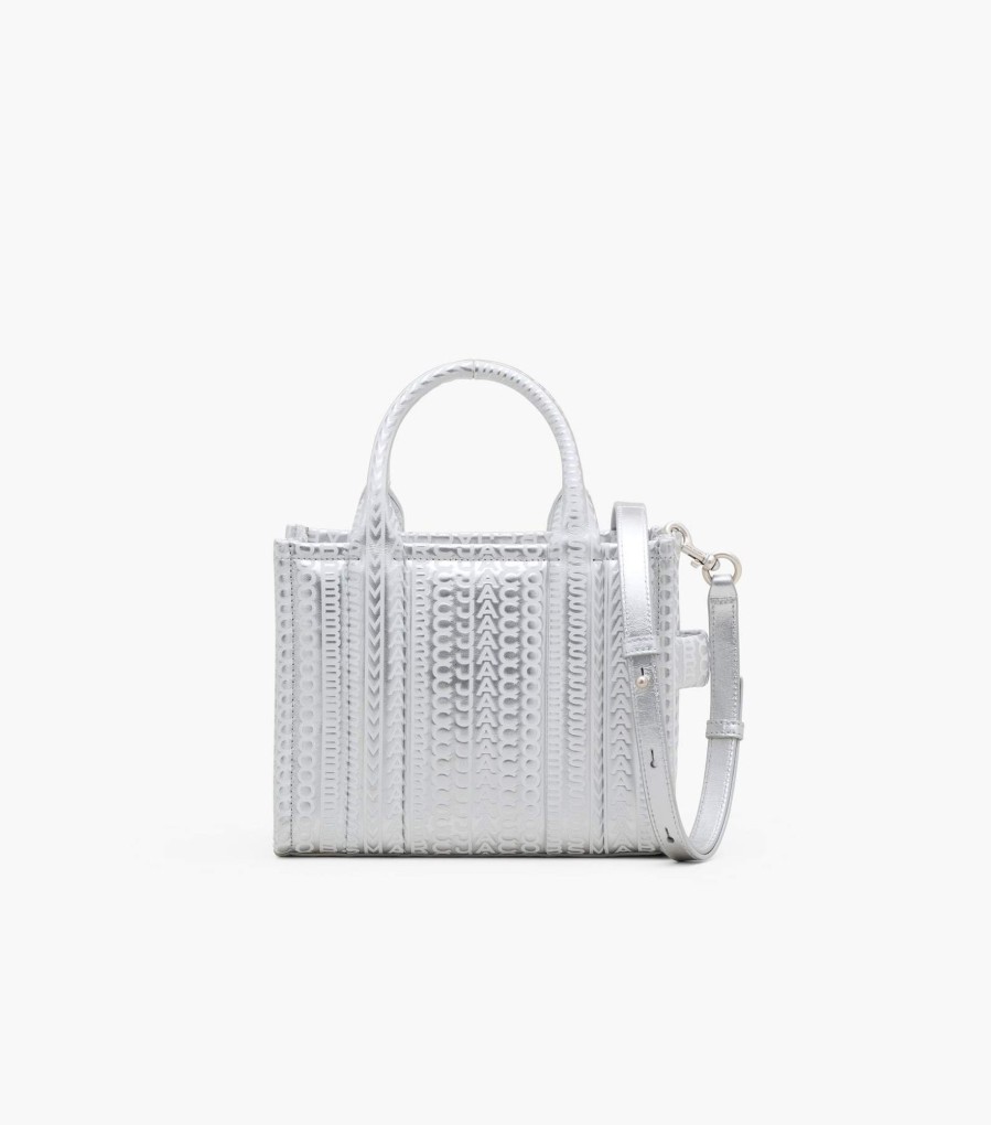 Ready To Wear Marc Jacobs | The Monogram Metallic Small Tote Bag Silver/Bright White