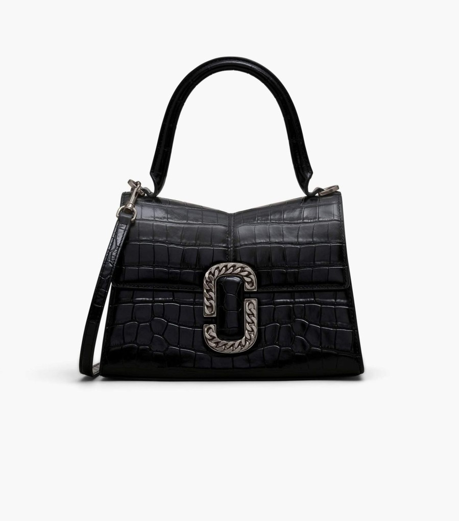 Bags Marc Jacobs | The Croc-Embossed St. Marc Top Handle Black