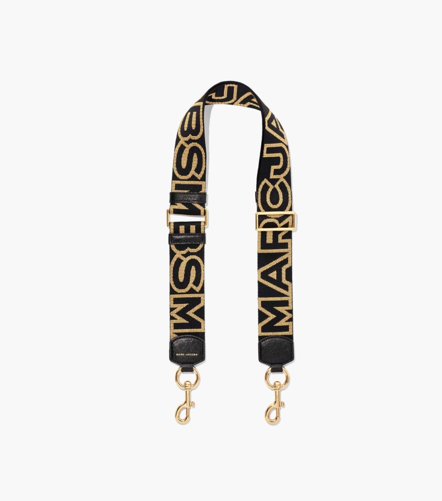 Accessories Marc Jacobs | The Outline Logo Webbing Strap Black/Gold