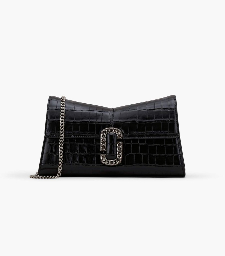 Bags Marc Jacobs | The Croc-Embossed St. Marc Convertible Clutch Black