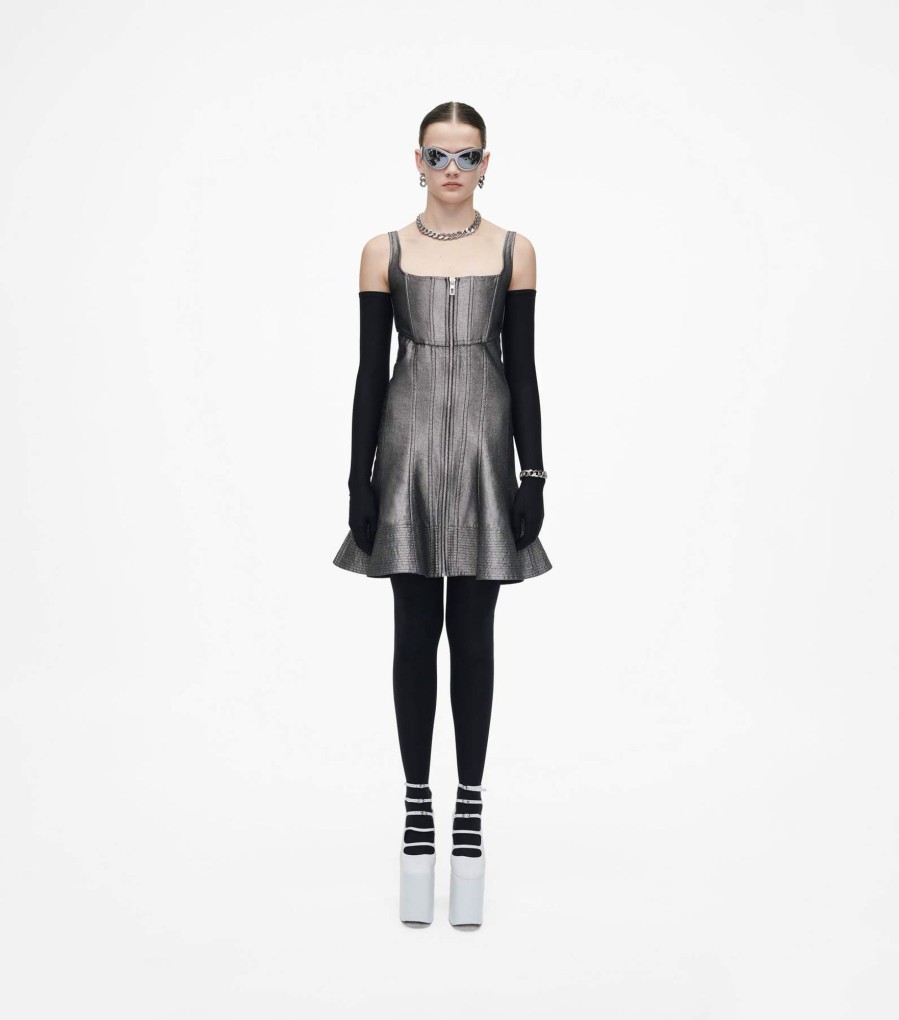 Ready To Wear Marc Jacobs | The Bustier Fluted Dress Silver Reflective