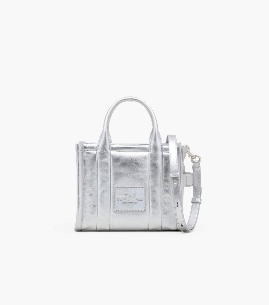 Bags Marc Jacobs | The Metallic Leather Small Tote Bag Silver