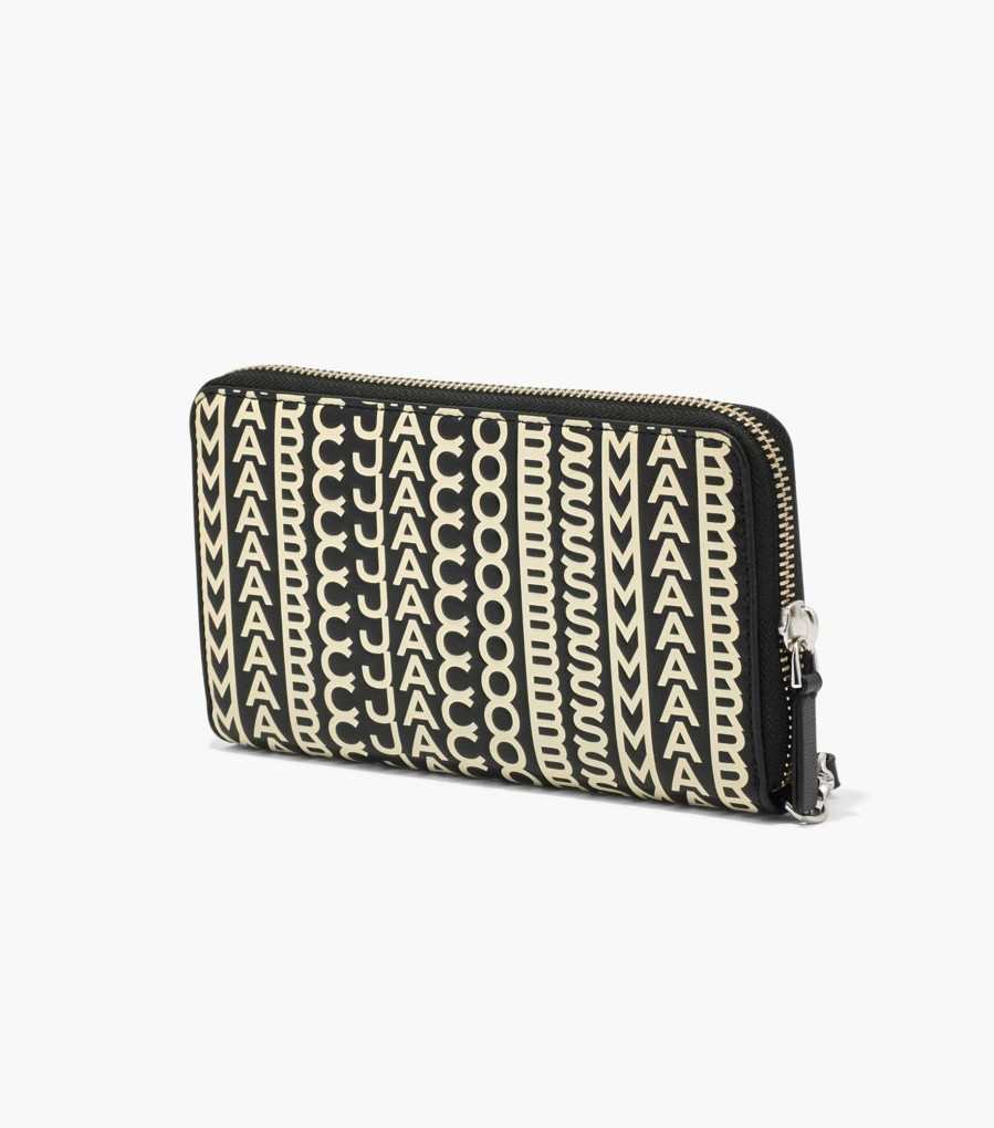 Wallets Marc Jacobs | The Monogram Leather Continental Wristlet Wallet Black/White