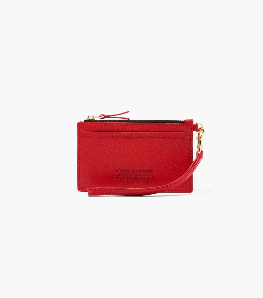 Wallets Marc Jacobs | The Leather Top Zip Wristlet True Red