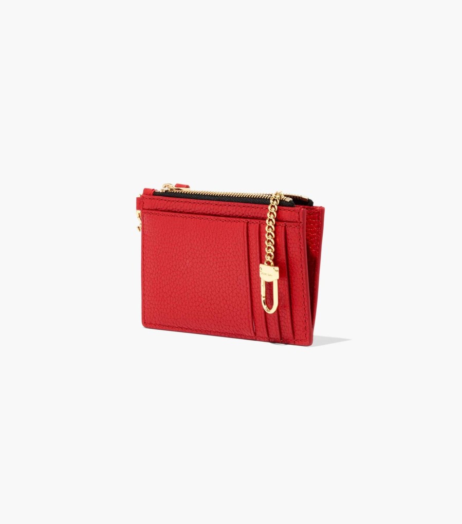 Wallets Marc Jacobs | The Leather Top Zip Wristlet True Red