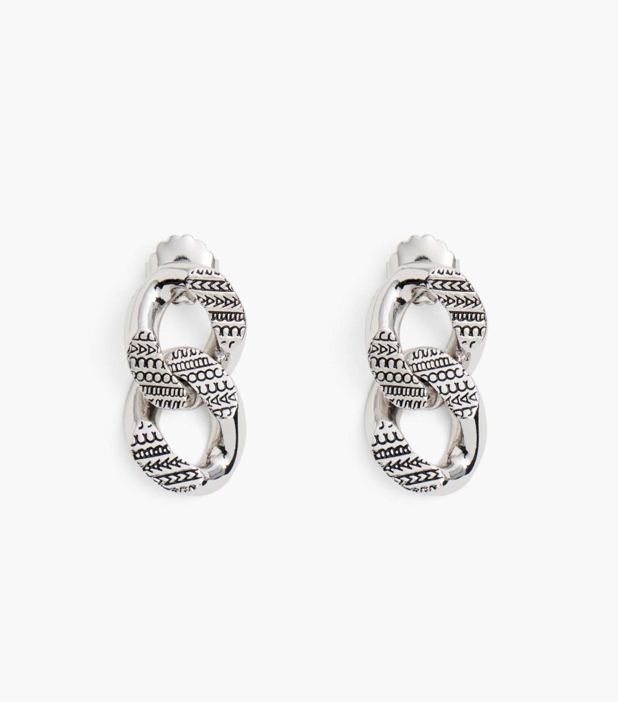 Jewelry Marc Jacobs | The Monogram Chain Link Earrings Light Antique Silver