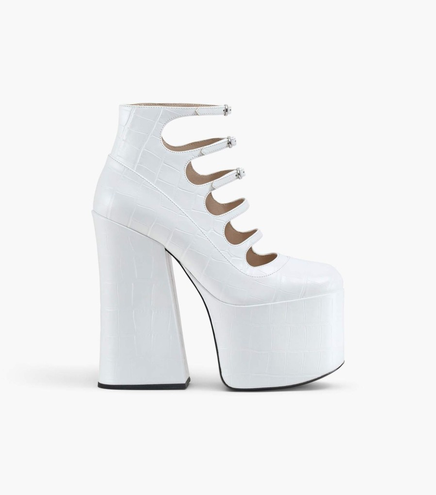 Shoes Marc Jacobs | The Croc Embossed Kiki Ankle Boot Cotton White