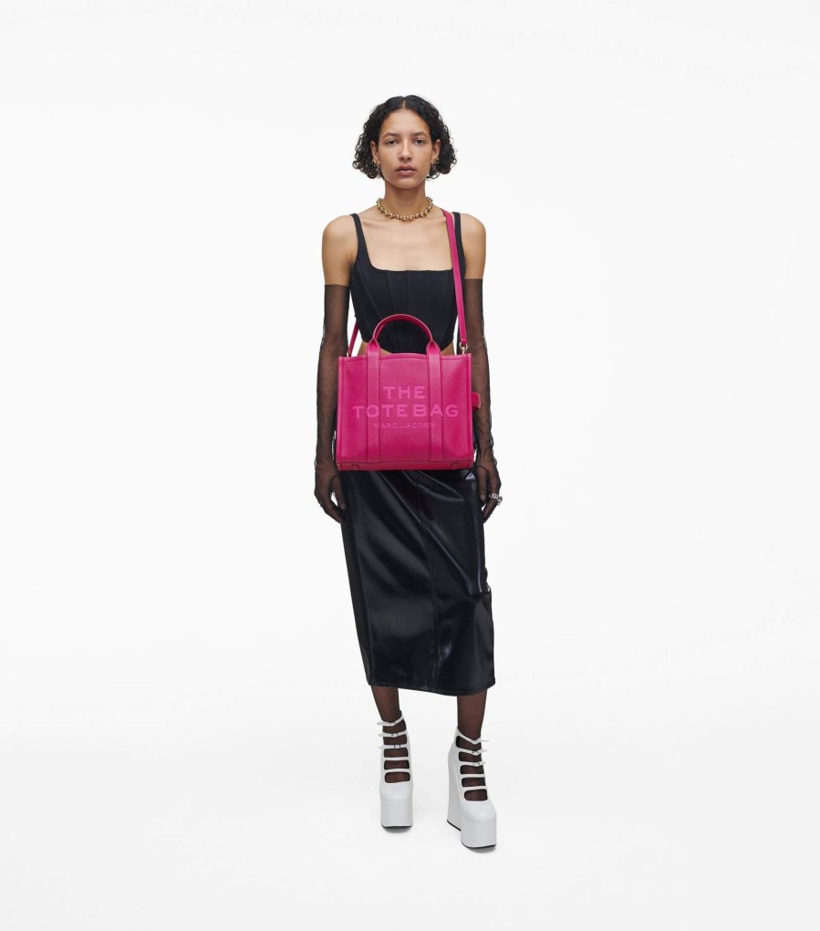 Bags Marc Jacobs | The Leather Medium Tote Bag Lipstick Pink