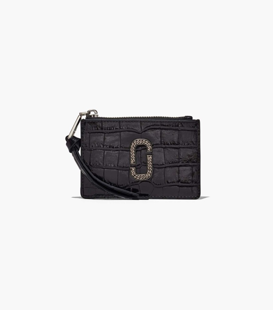 Wallets Marc Jacobs | The Croc-Embossed Top Zip Multi Wallet Black